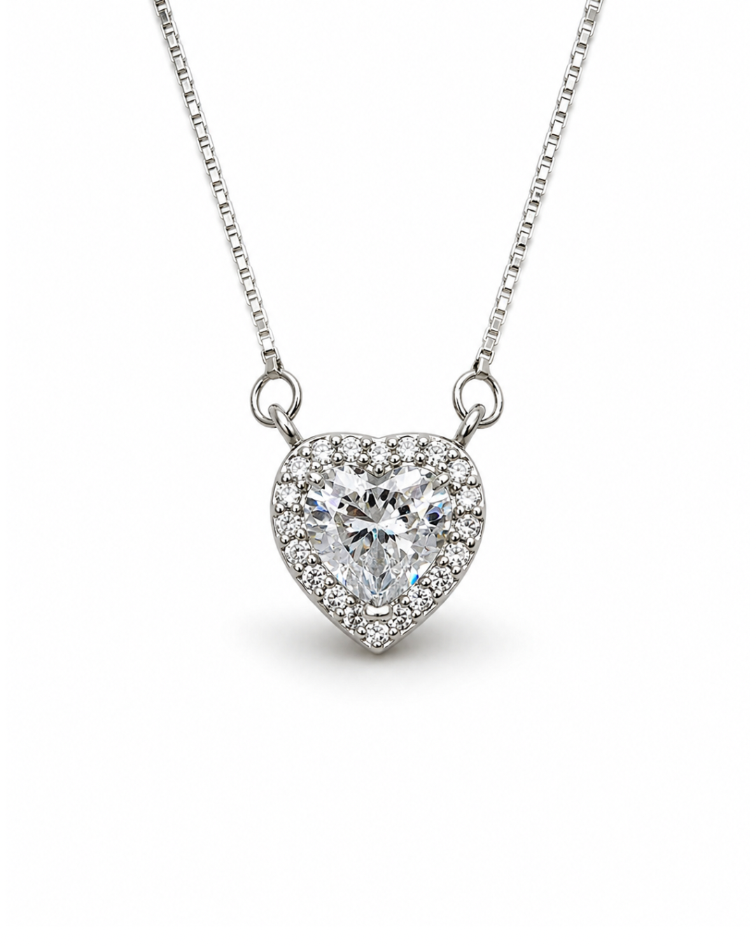 Halo Heart Silver Necklace