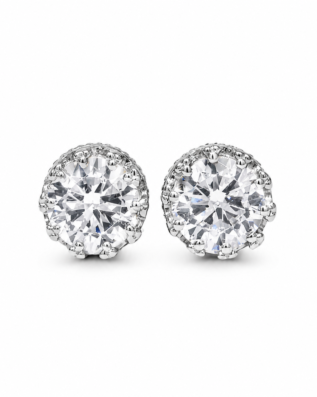 2 CT Silver Solitaire Studs