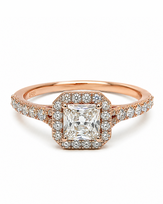 Princess Shank Rose Gold Ring