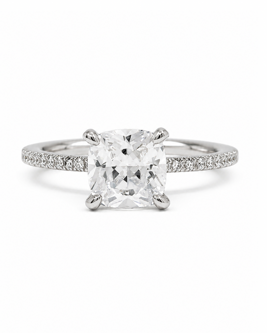 Halo Cushion Silver Ring