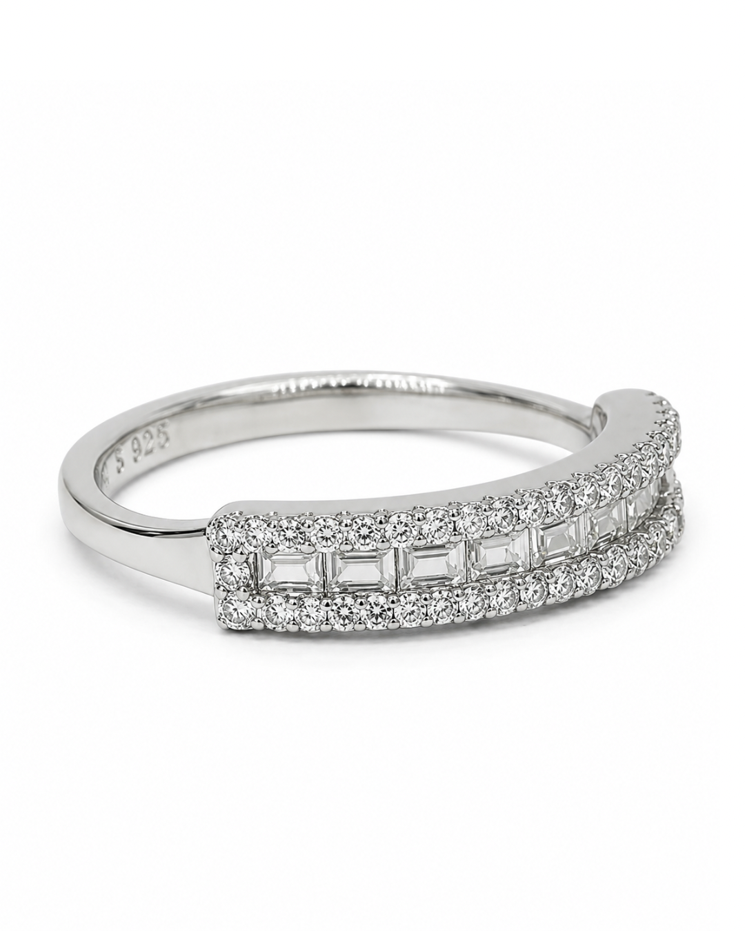 Baguette Princess Silver Band
