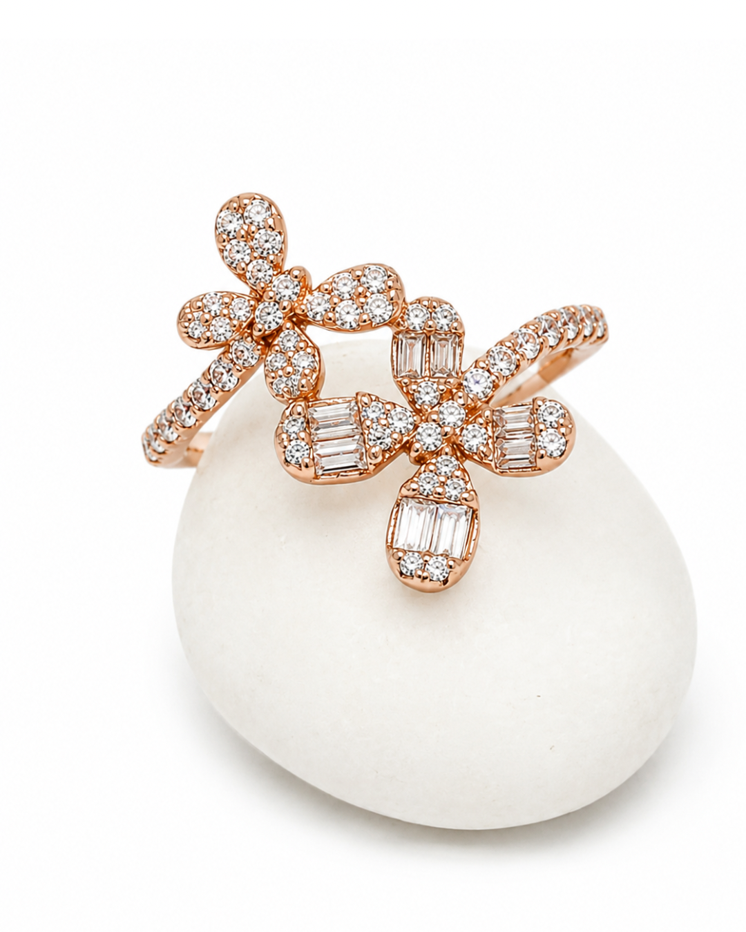 Dual Flower Rose Gold Ring