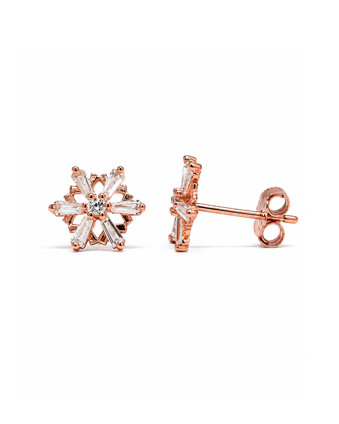 Baguette Cluster Rose Gold Studs