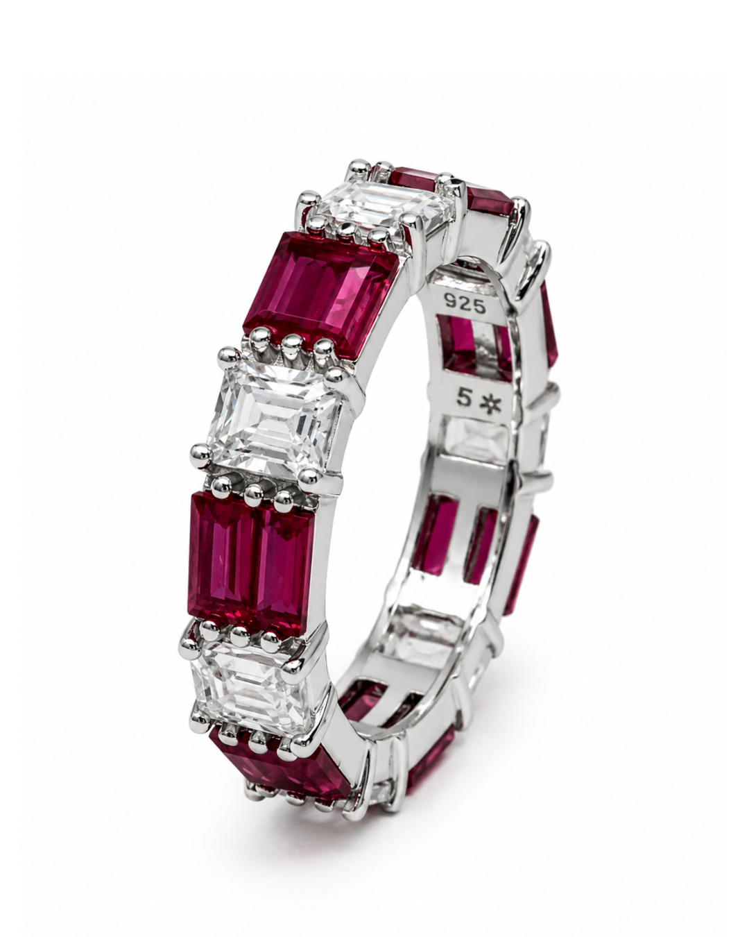 Emerald Cut Ruby Band