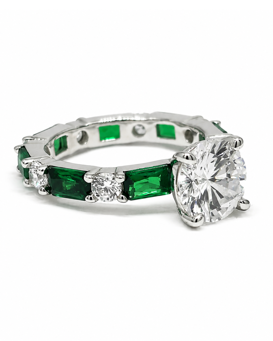 Halo Round Green Eternity Band Ring