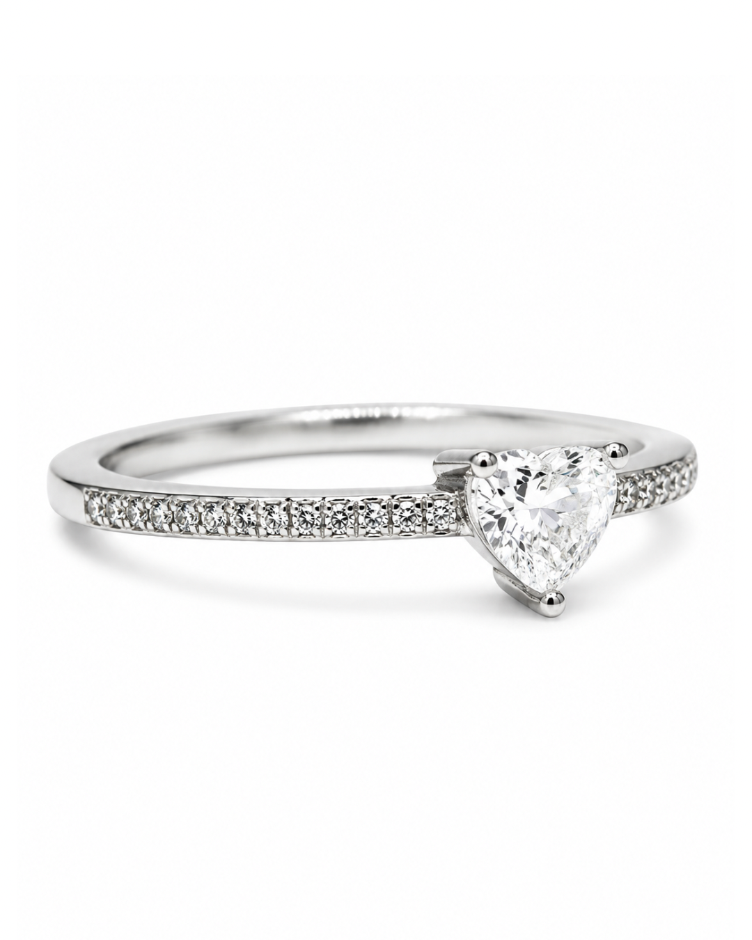 Heart Solitaire Silver Ring