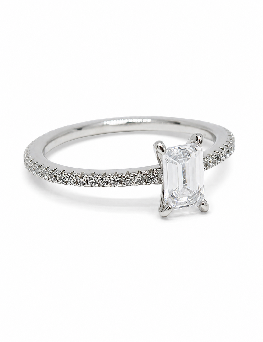 Dainty Emerald Silver Ring