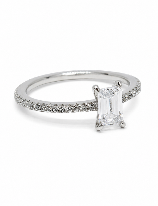 Dainty Emerald Silver Ring