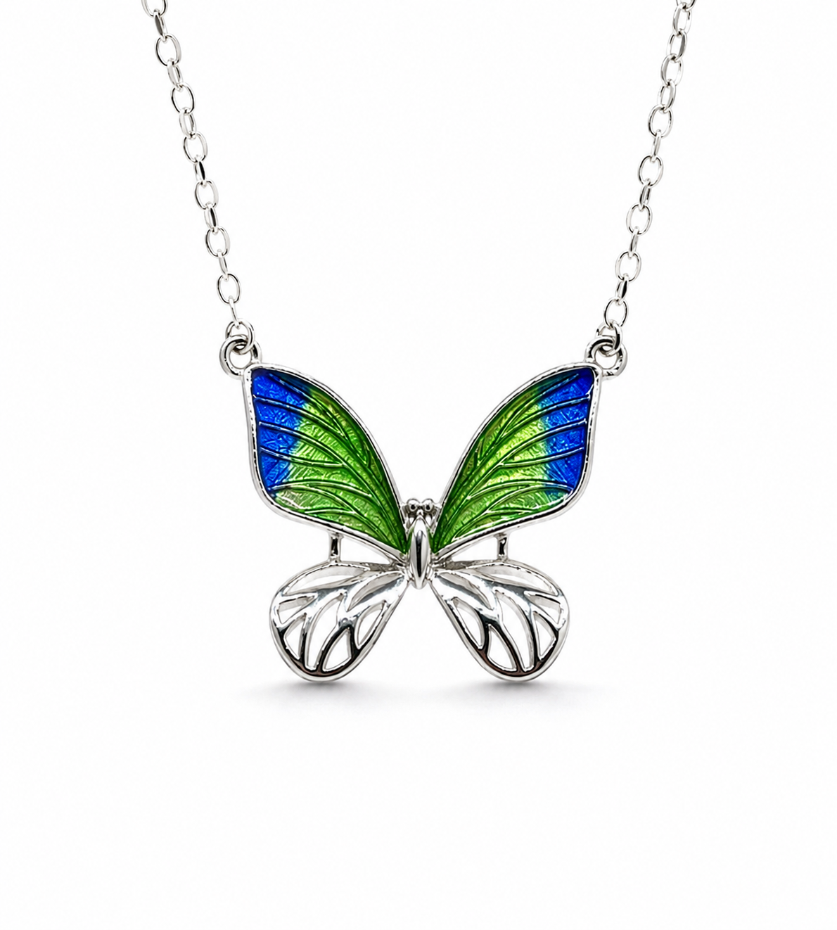 Whimsy Butterfly Silver Necklace