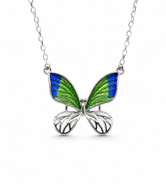 Whimsy Butterfly Silver Necklace