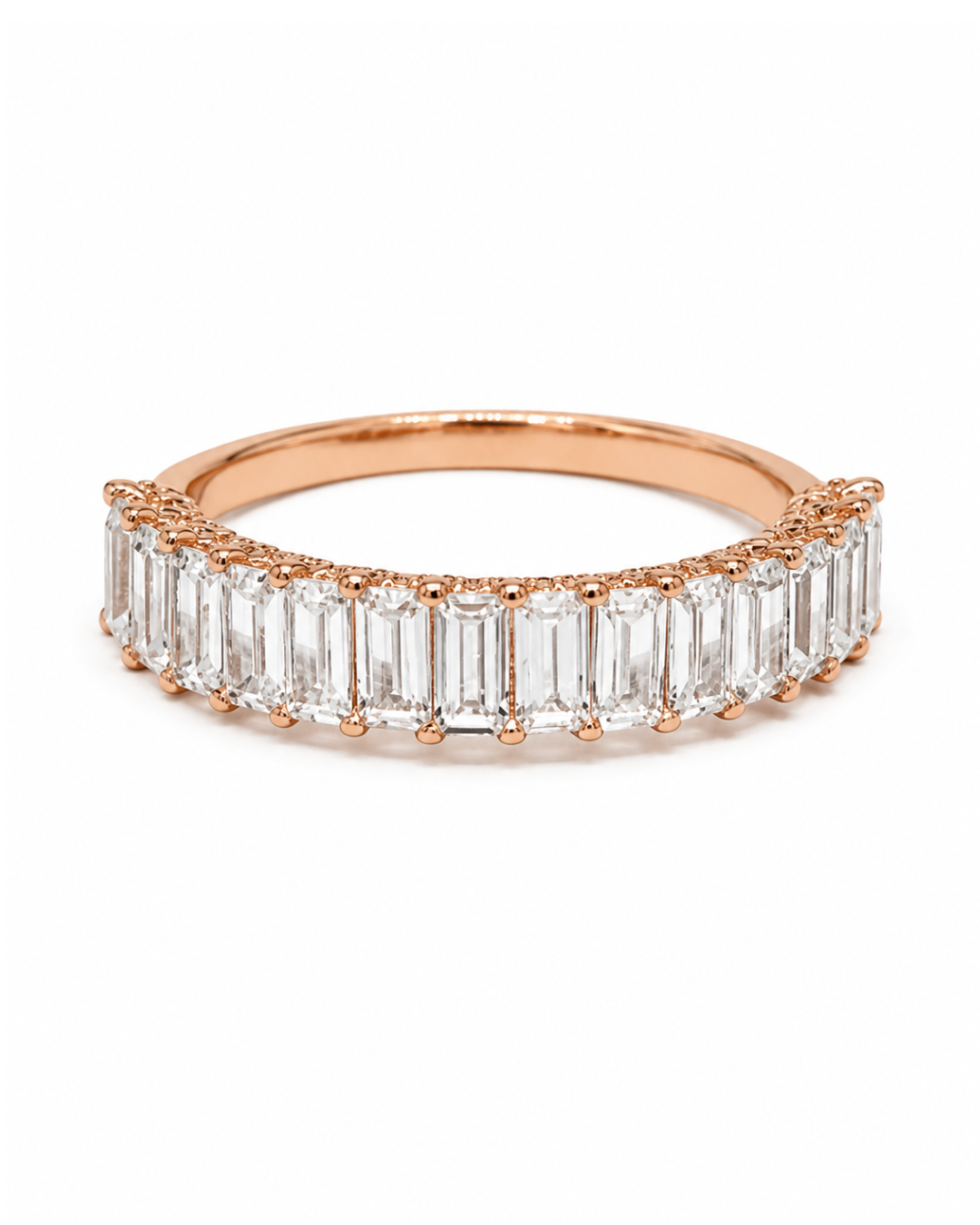 Emerald  cluster Rose Gold Band