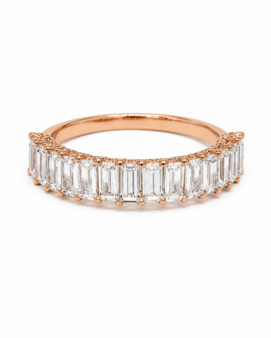 Emerald  cluster Rose Gold Band