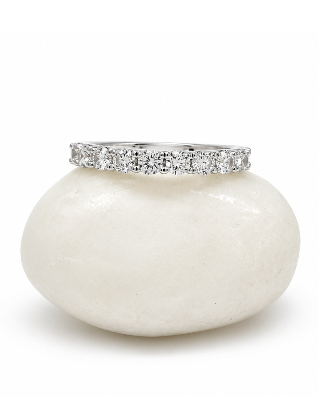 Classy Round Eternity Band Silver Ring