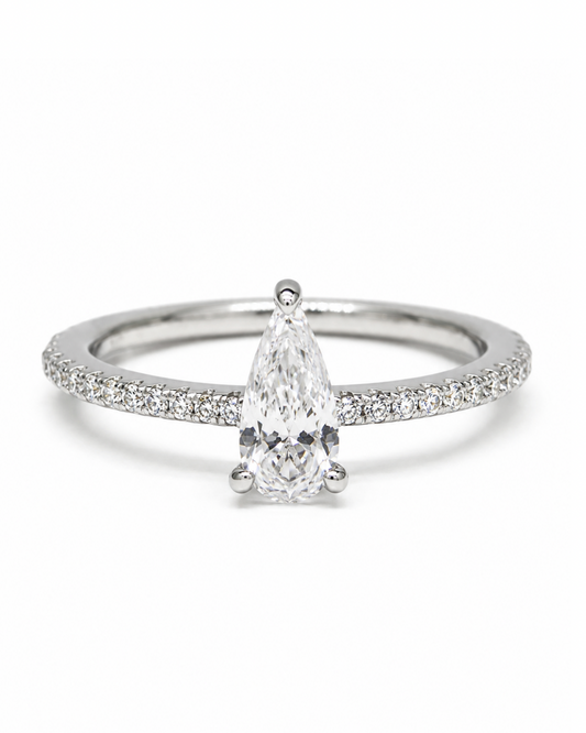 Dainty Pear Silver Ring