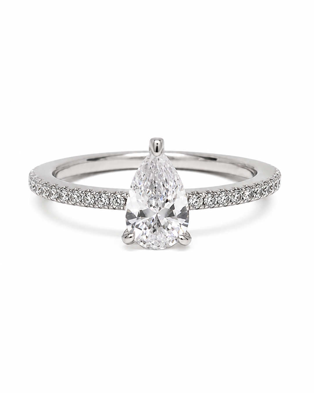 Halo Pear Silver Ring