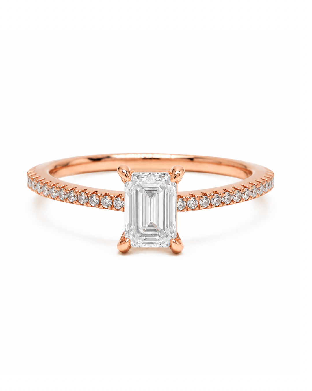 Halo Emerald Rose Gold Ring