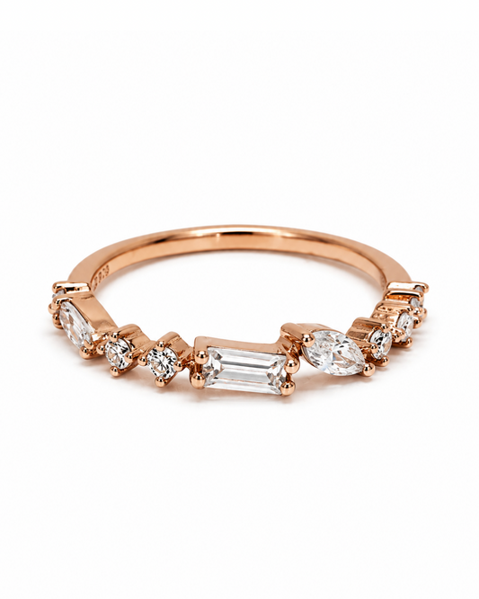 Luna Multistone Rose Gold Ring Band