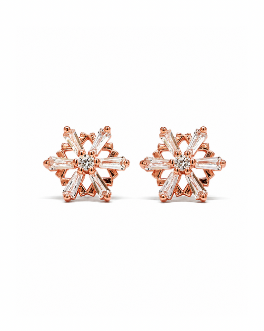 Baguette Cluster Rose Gold Studs