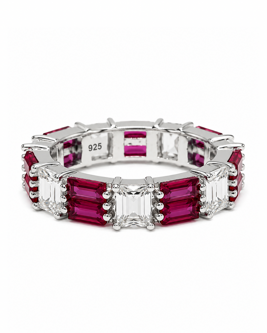 Emerald Cut Ruby Band