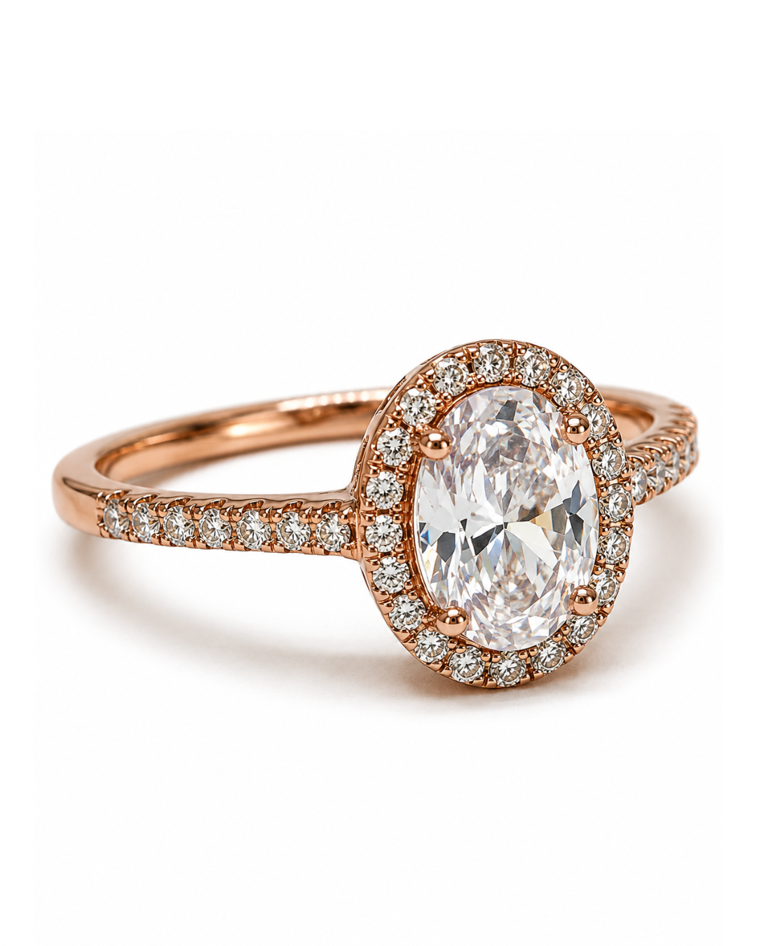 Halo Oval Rose Gold Ring