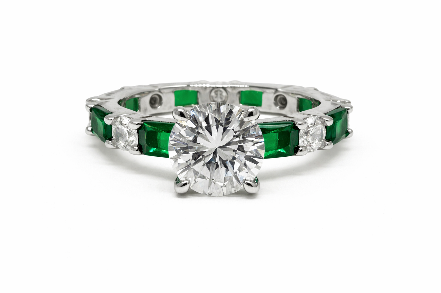 Halo Round Green Eternity Band Ring