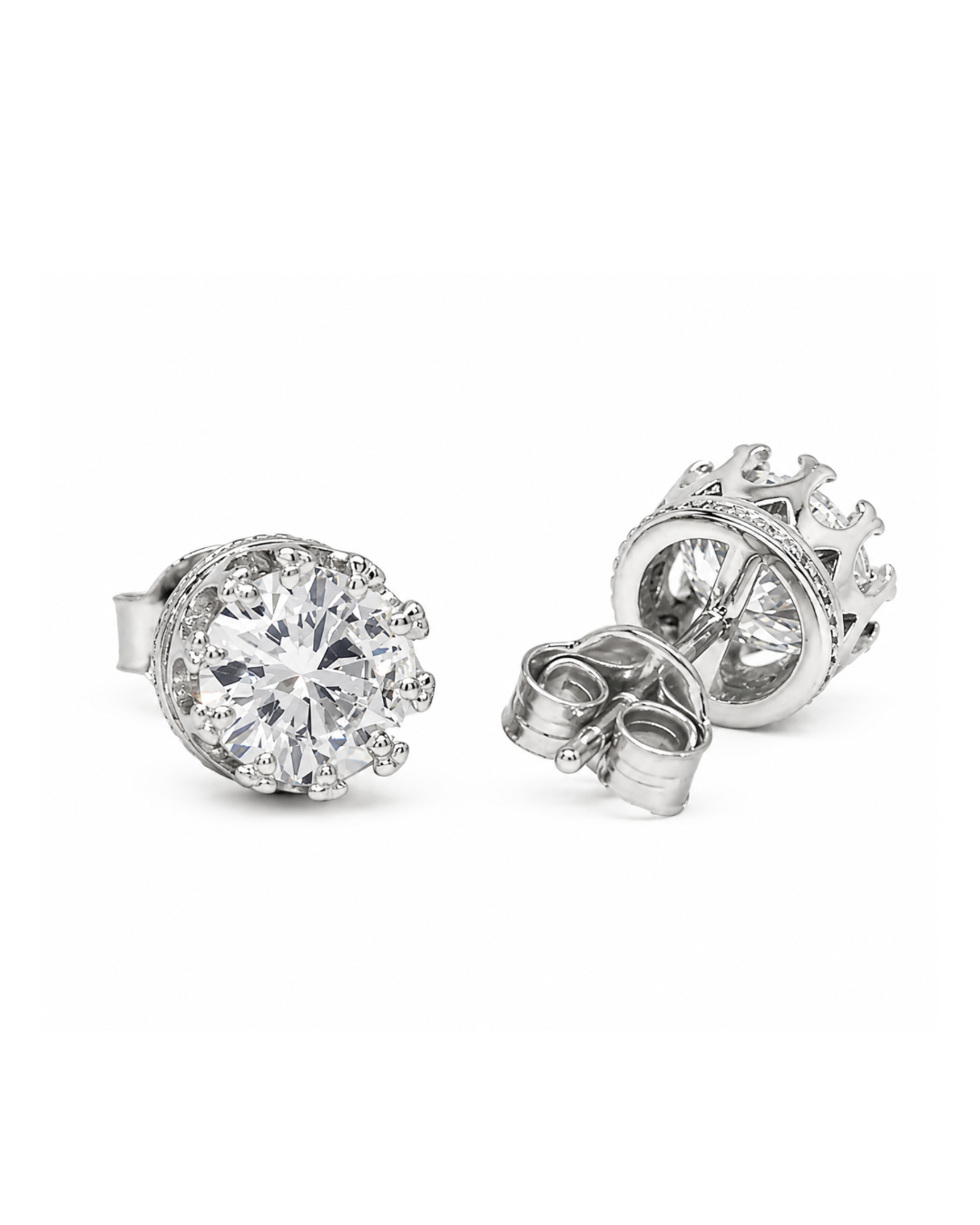 2 CT Silver Solitaire Studs