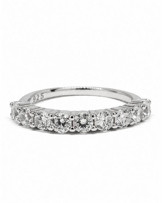 Classy Round Eternity Band Silver Ring