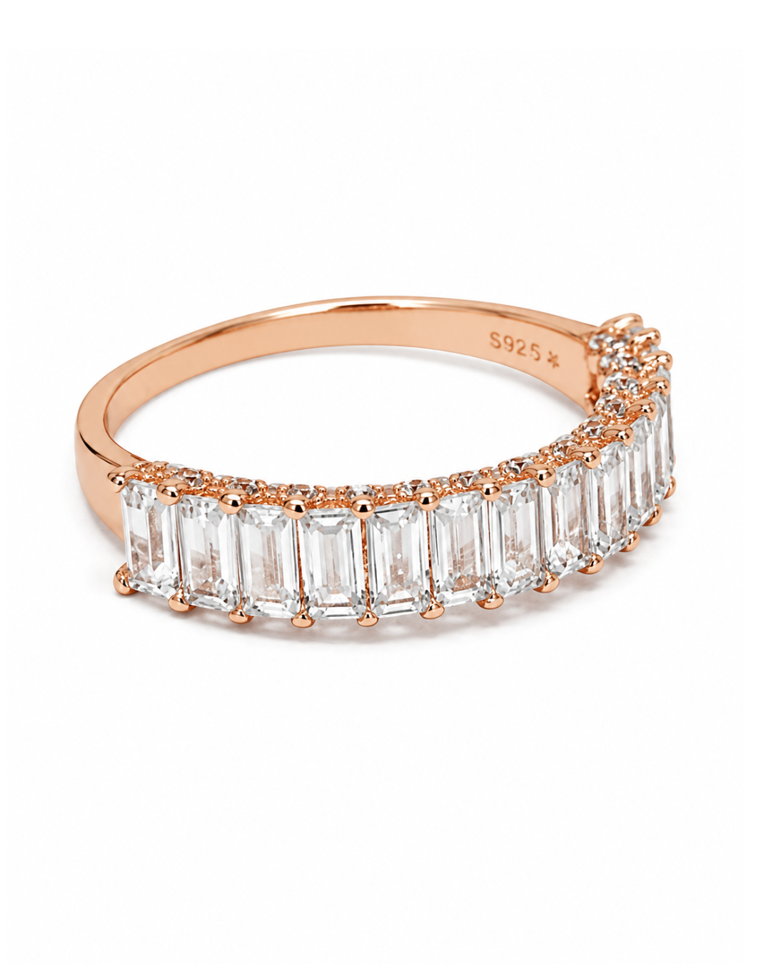 Emerald  cluster Rose Gold Band