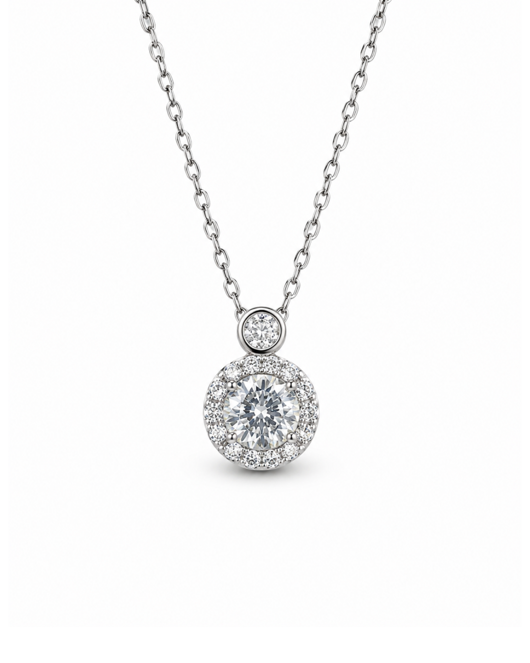 Halo Round Silver Necklace