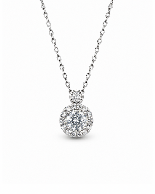 Halo Round Silver Necklace