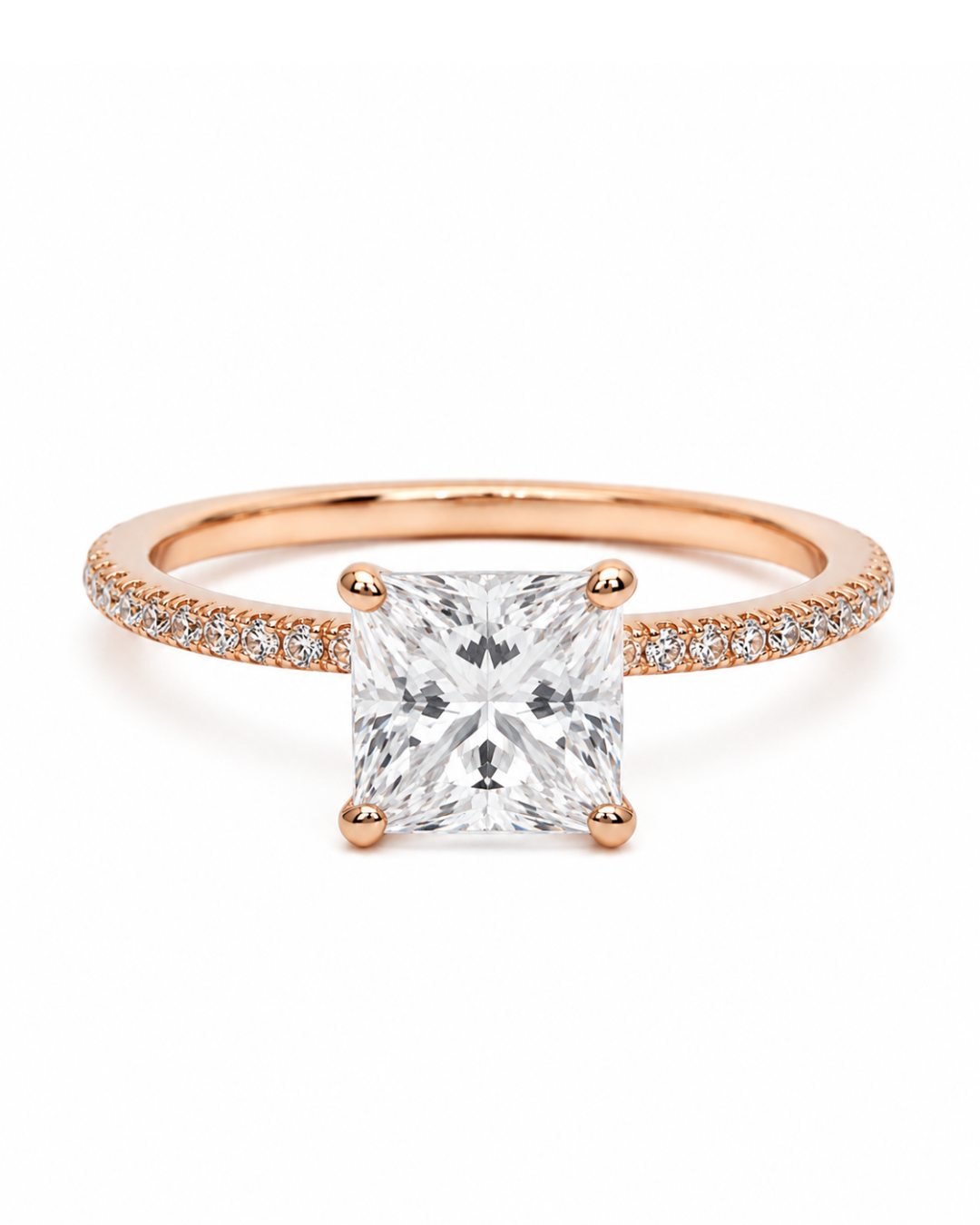 Halo Square Rose Gold Ring