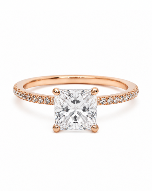 Halo Square Rose Gold Ring