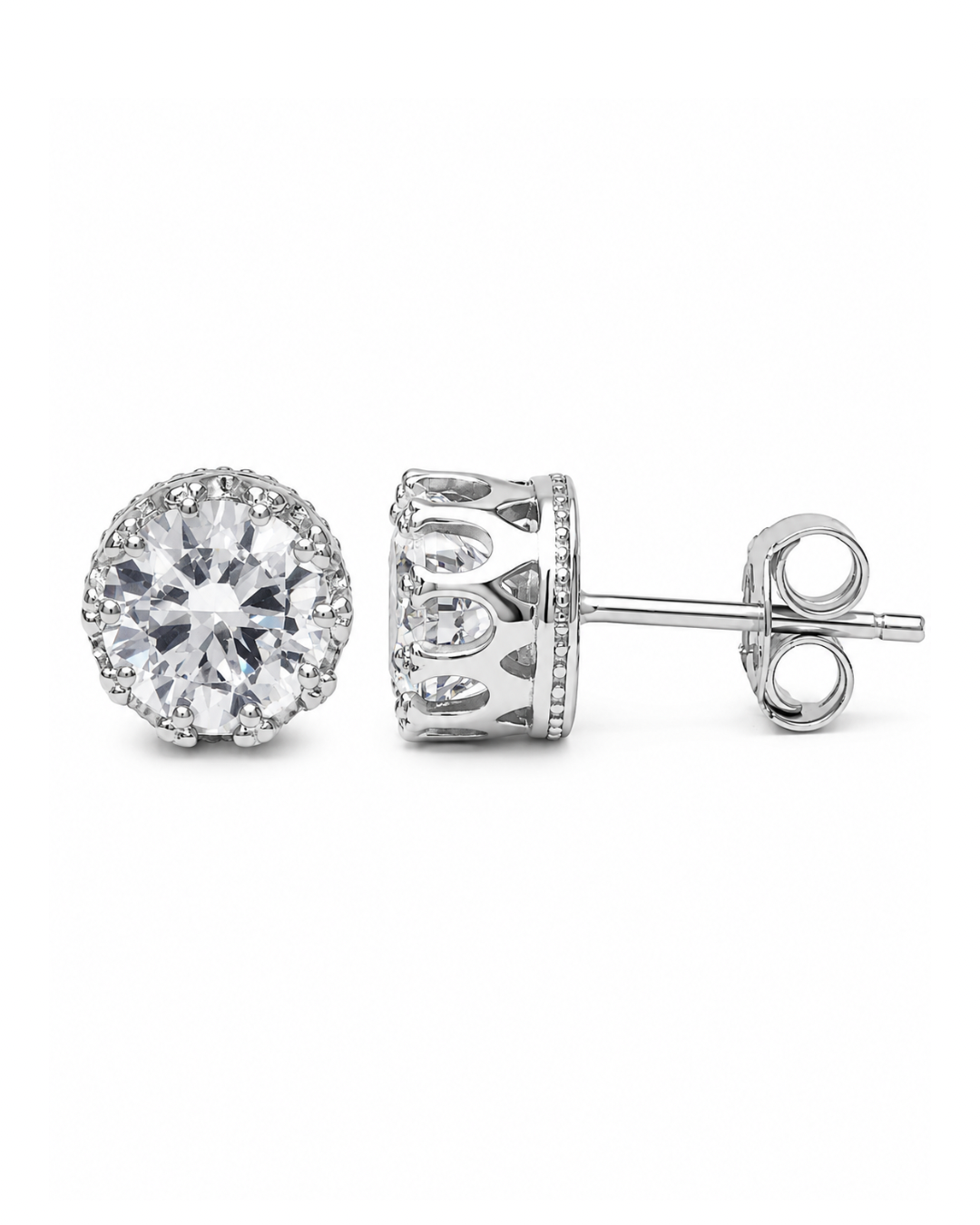 2 CT Silver Solitaire Studs