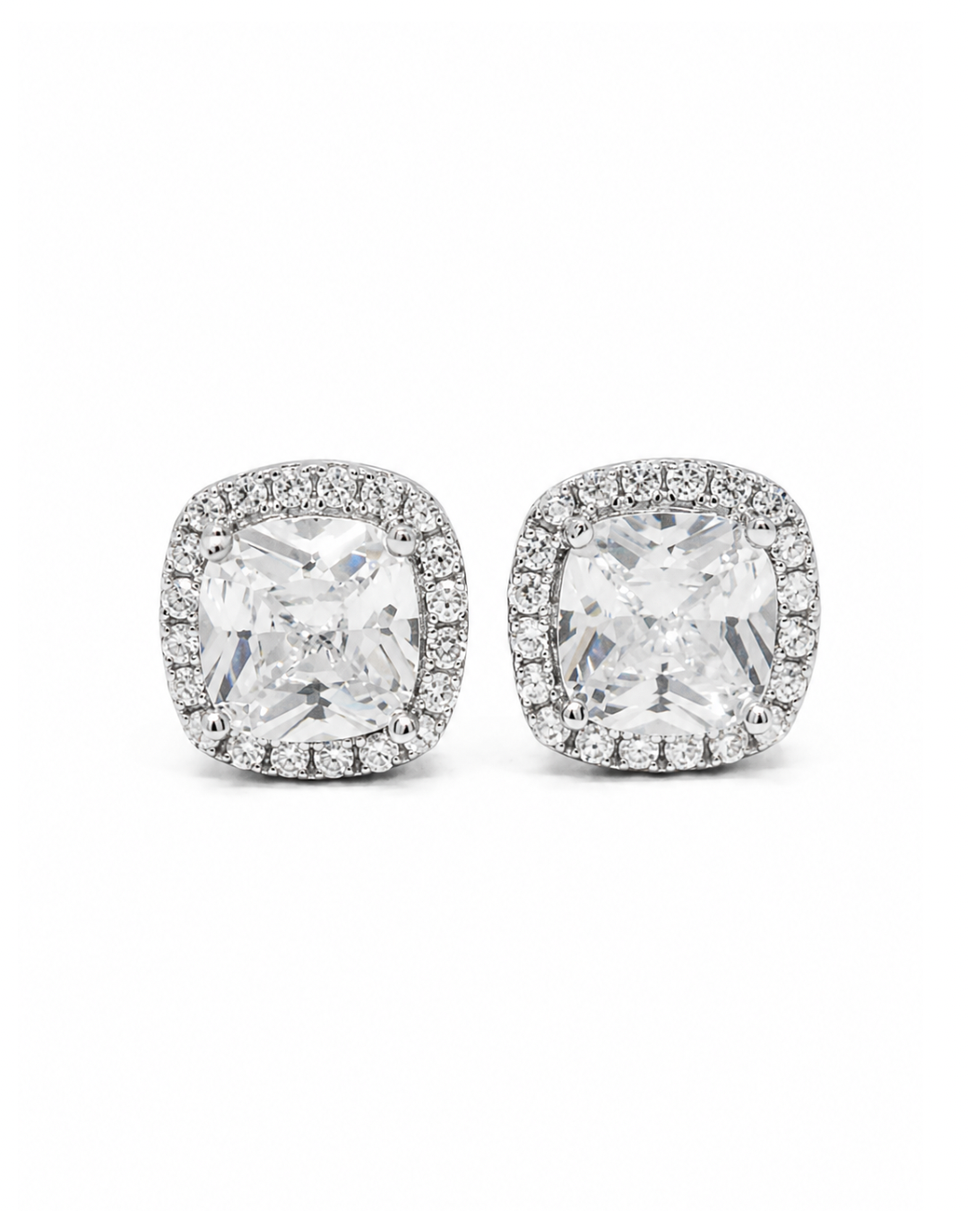 Halo Cushion Studs Earrings
