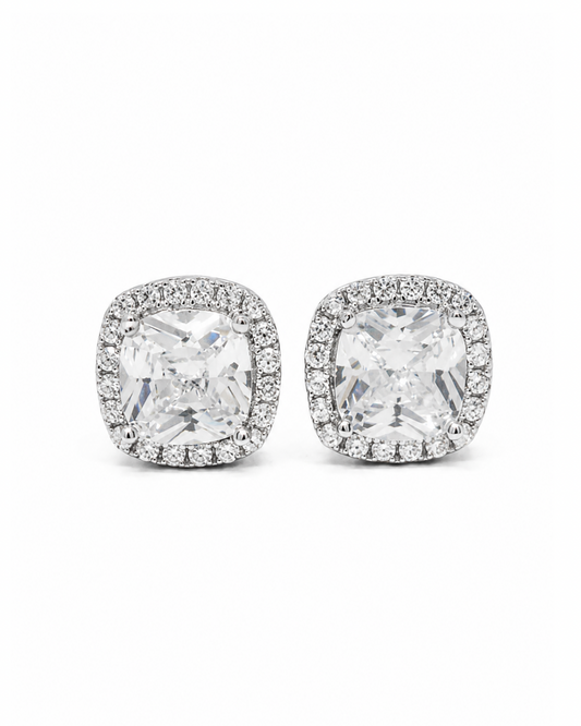 Halo Cushion Studs Earrings