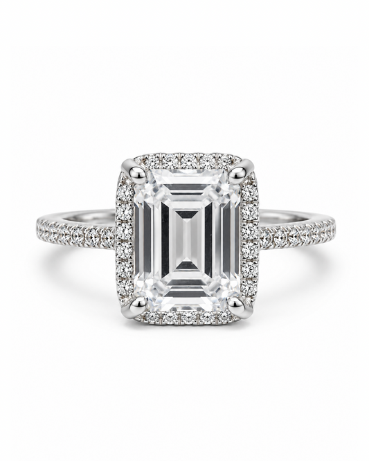 Lavish Emerald Halo Ring