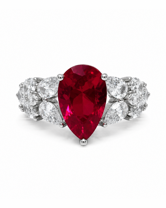 Ruby Pair Cluster Ring