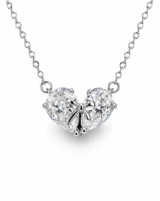 Twin Pear Bow Necklace