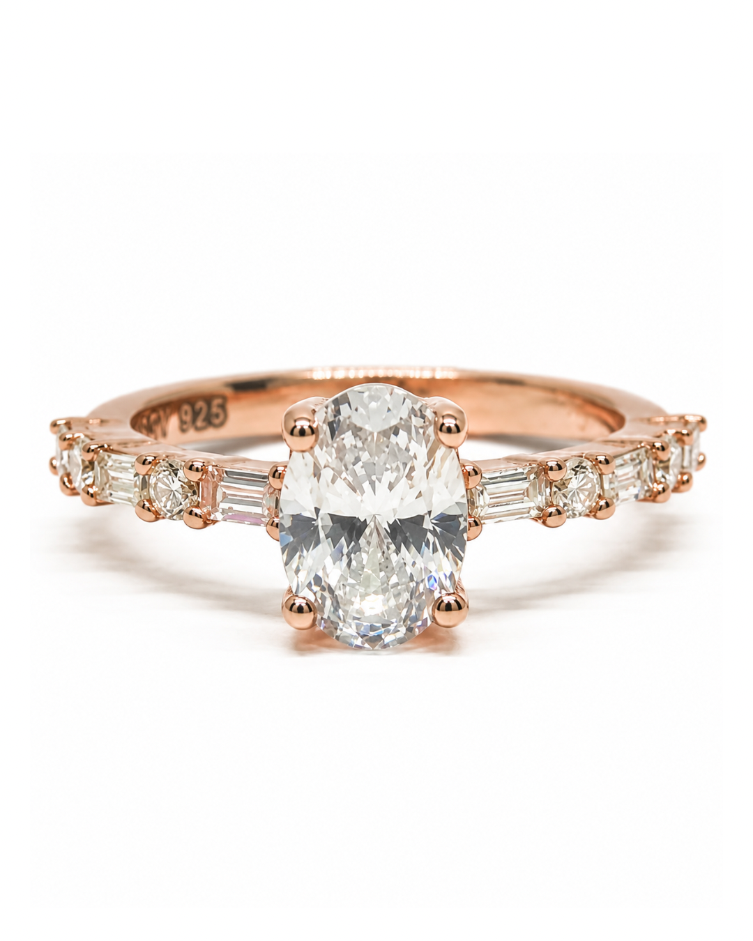 Baguette Oval Rose Gold Ring