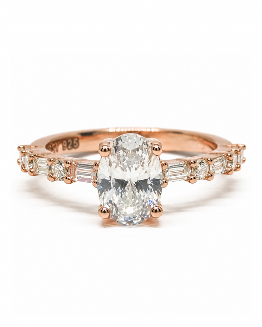 Baguette Oval Rose Gold Ring