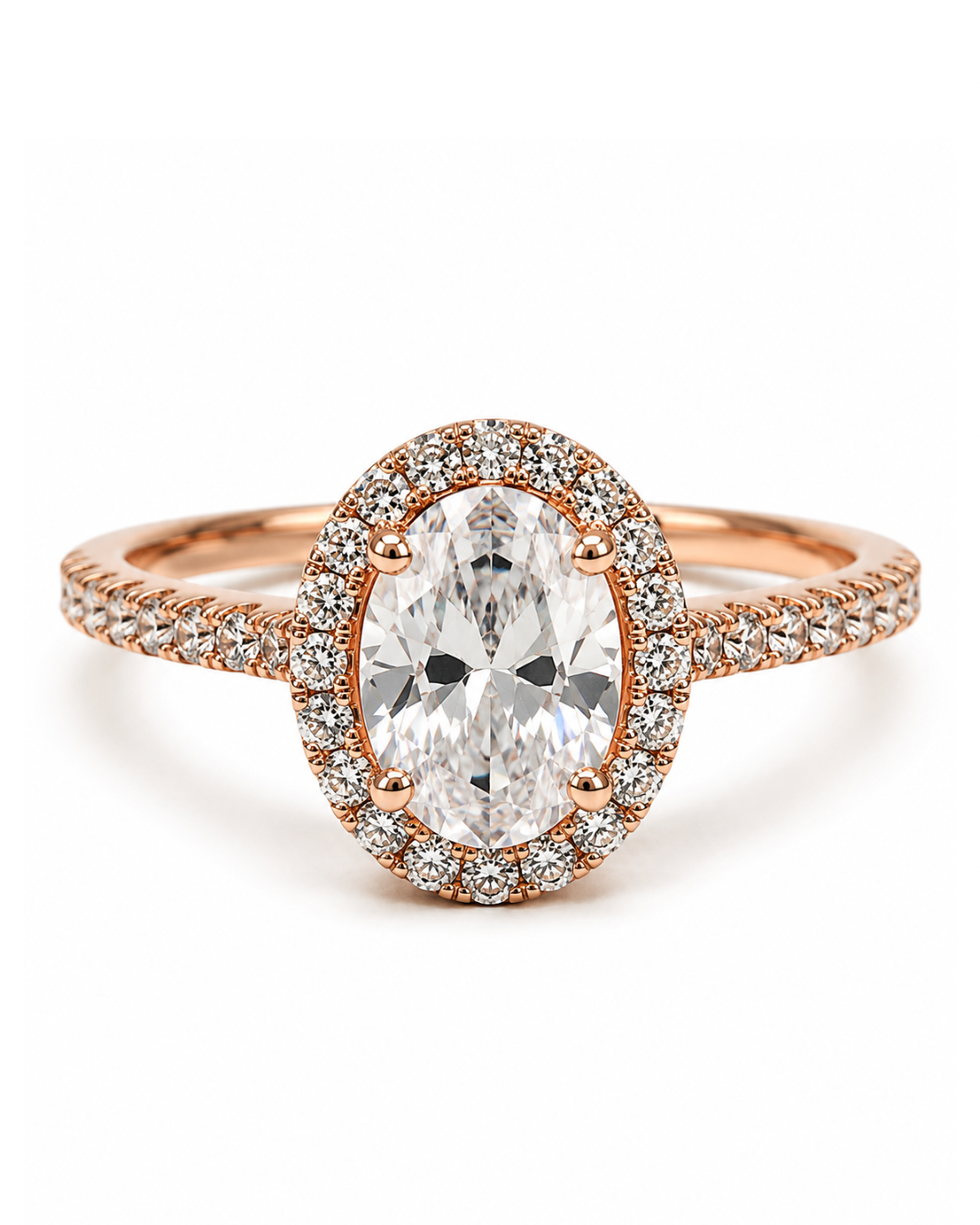 Halo Oval Rose Gold Ring