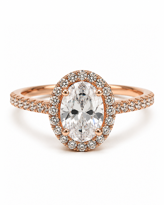 Halo Oval Rose Gold Ring