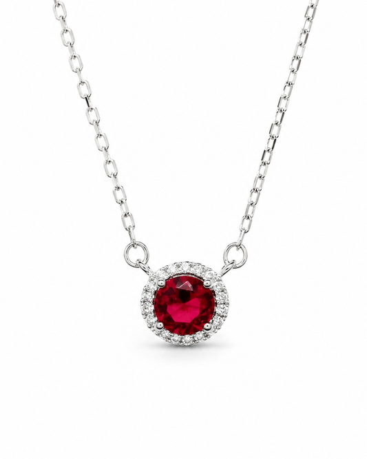 Garnet Red Silver necklace