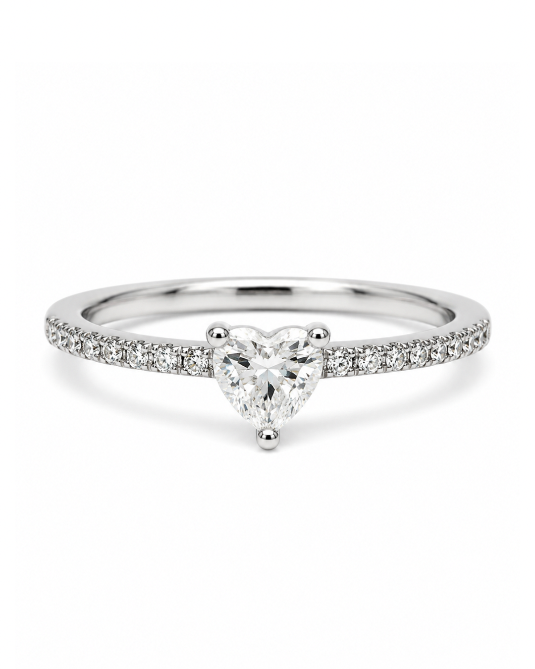 Heart Solitaire Silver Ring