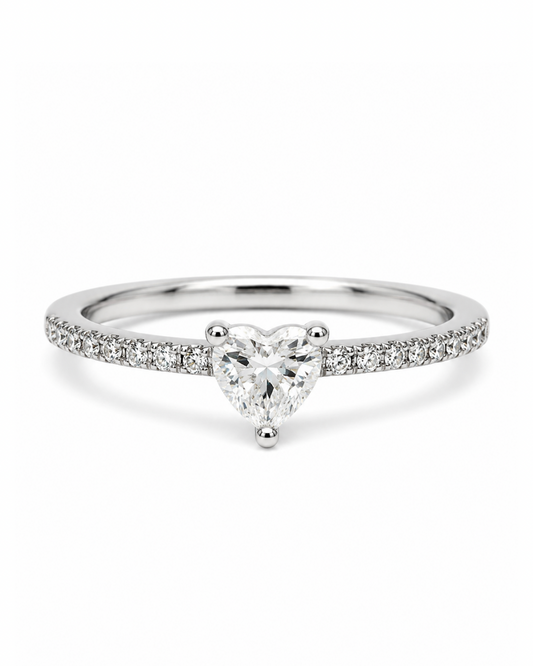 Heart Solitaire Silver Ring