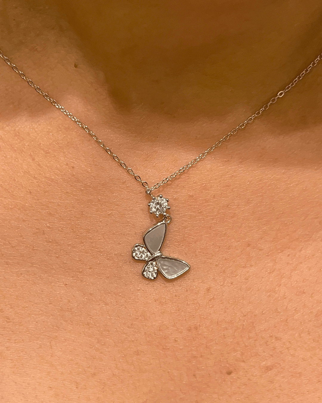 Butterfly Solitaire Necklace