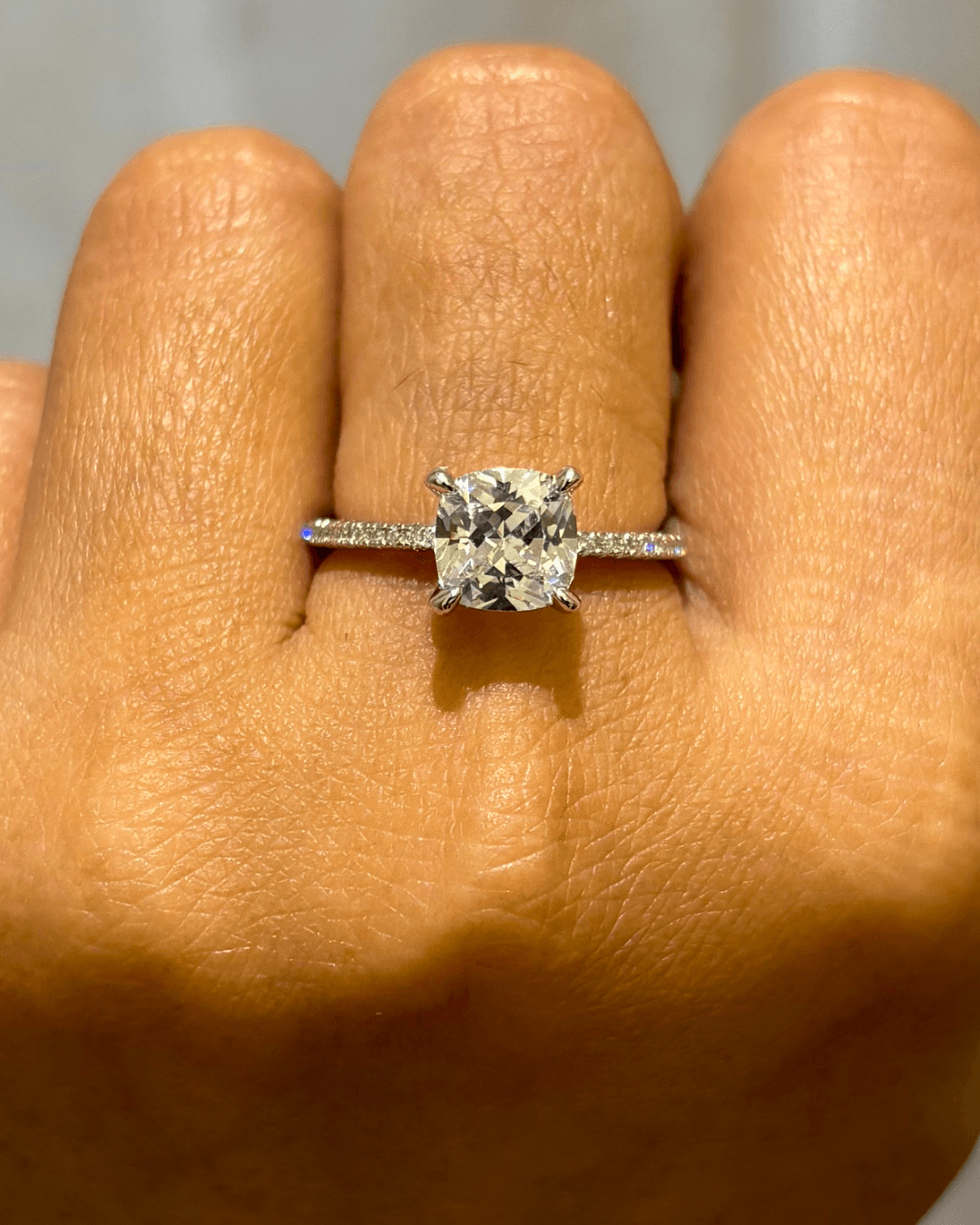 Halo Cushion Silver Ring