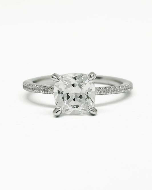 Halo Cushion Silver Ring