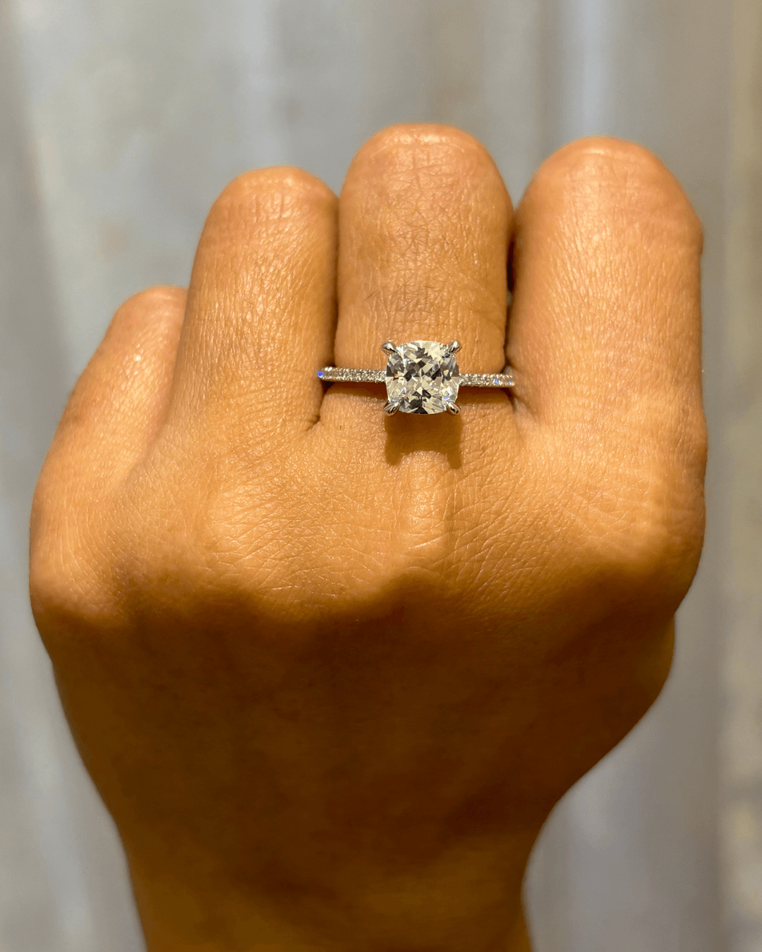 Halo Cushion Silver Ring
