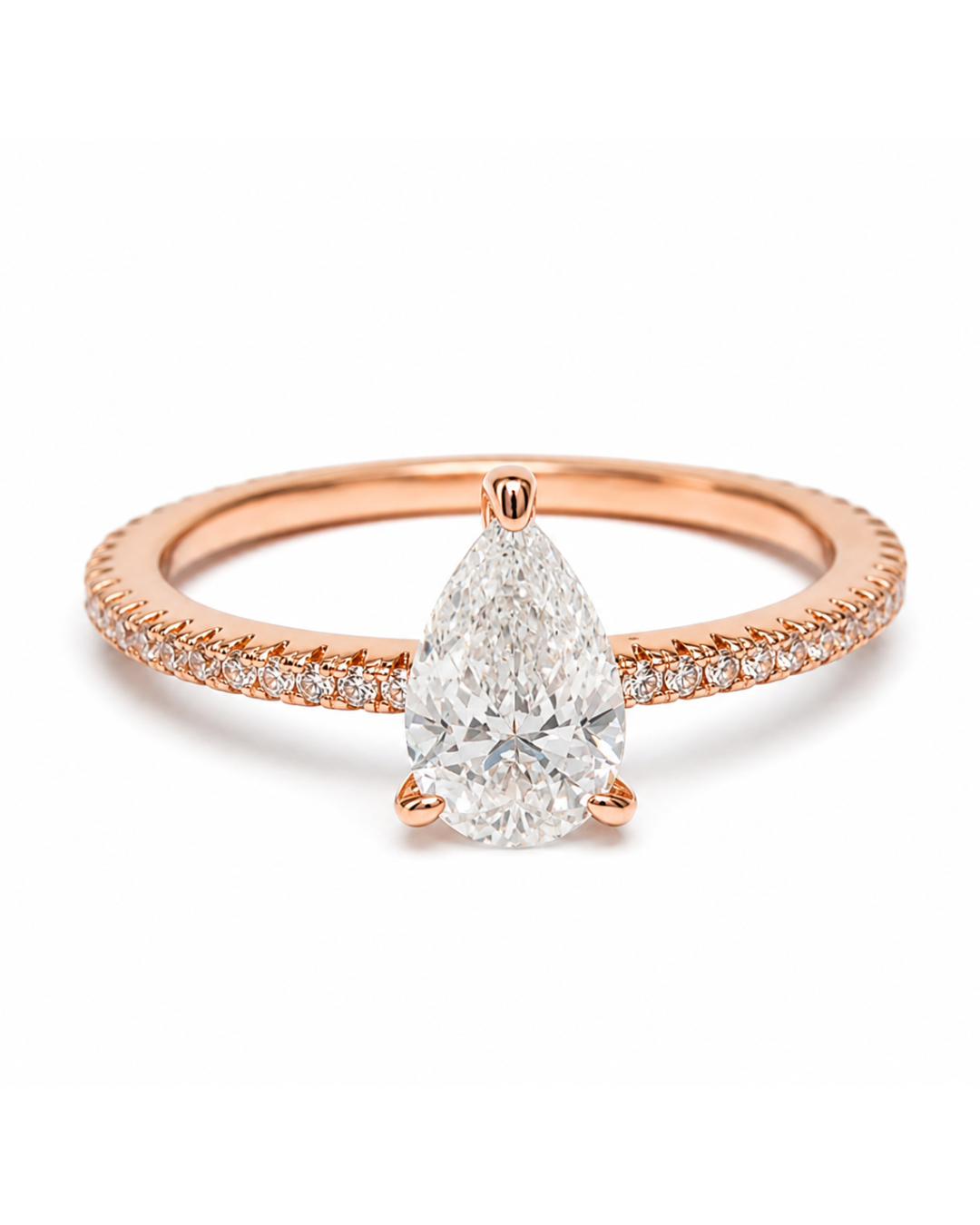 Halo Pear Rose Gold Ring